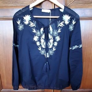 NWT Tory Burch Floral Cotton Navy Tunic size 2